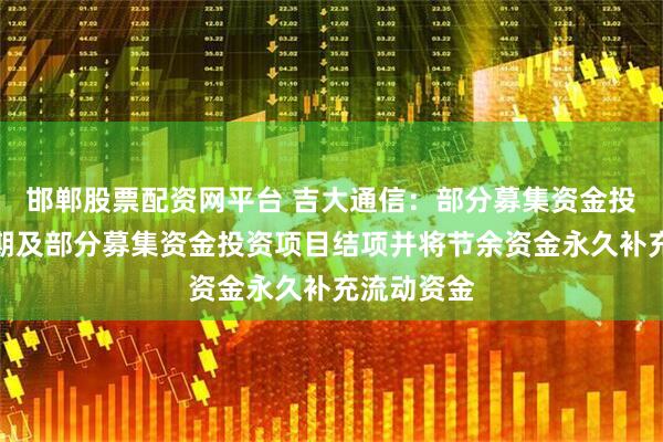邯郸股票配资网平台 吉大通信：部分募集资金投资项目延期及部分募集资金投资项目结项并将节余资金永久补充流动资金